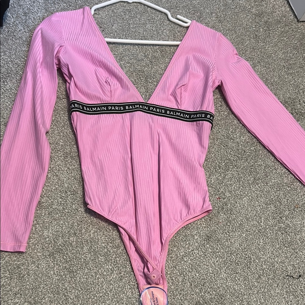 Balmain Pink Long Sleeve Bodysuit